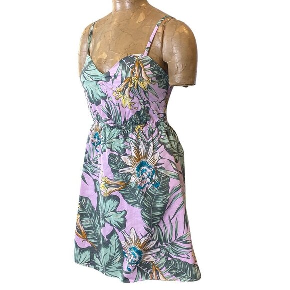 J.Crew Tropical Floral Print Poplin Pink/Lavender Floral Sun Dress S #333F - Picture 4 of 8